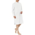 thumbnail image 2 of Unique Bargains Men's Banded Collar Nightshirt Sleep Shirt Nightgown M White, 2 of 6