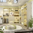 thumbnail image 4 of iSunirm 75 Inch Closet Organizer System, 3-in-1 Freestanding Closet Set, Wardrobe Closet with Hanging Rods, Drawers, and Adjustable Shelves, Walk-In Closet for Bedroom or Closet, White Oak, 4 of 8