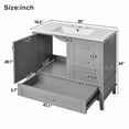 thumbnail image 5 of Bellemave 36" Bathroom Vanity with Sink, Cabinet with Sink Combo Set with Top, Bathroom Storage Cabinet with 3 Drawers and 1 Soft Closing Door, 36 Inch Vanity with Sink for Bathroom（Gray）, 5 of 9