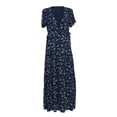 thumbnail image 2 of SAYOO Vestido Bohemio de Verano para Mujer, Falda Suelta de Manga Corta con Cuello en V Profundo Floral Completo con Hendidura en el Dobladillo para niñas, 3 Colores SAYOO  Moda, 2 of 9