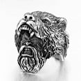 thumbnail image 3 of Mens Viking Celtic Bear Head Ring: European American Animal Zodiac Style, Electroplated Alloy Fashion Ring for Holiday Gift Giving, 3 of 4