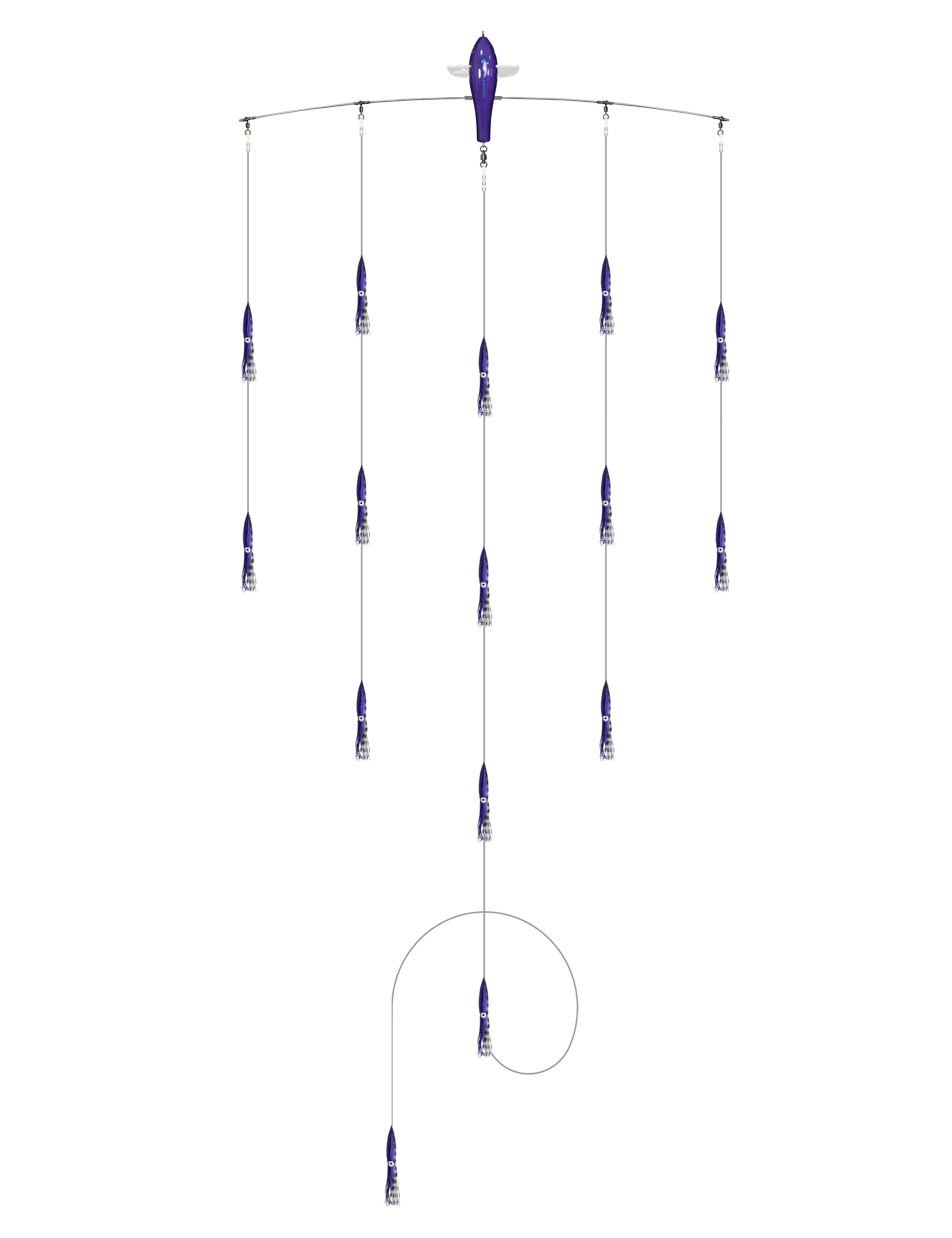 BLUEWING 36in Fishing Spreader Bar Splasher Baits 6in Bulb Squids and