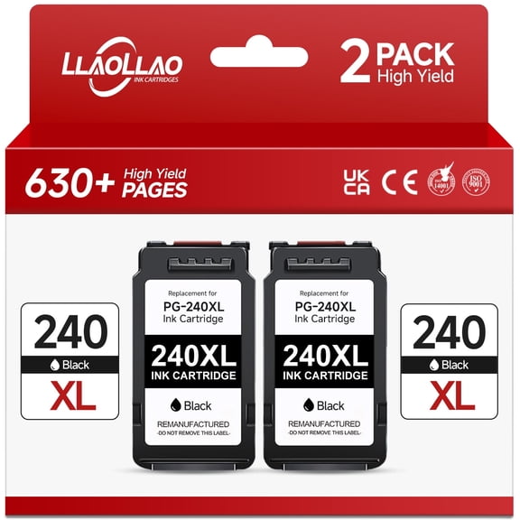 240 Black Ink Cartridge Compatible for Canon 240 240XL Ink Cartridges for PIXMA MG3620 MG3600 MX472 TS5120 Printer (2 Black)