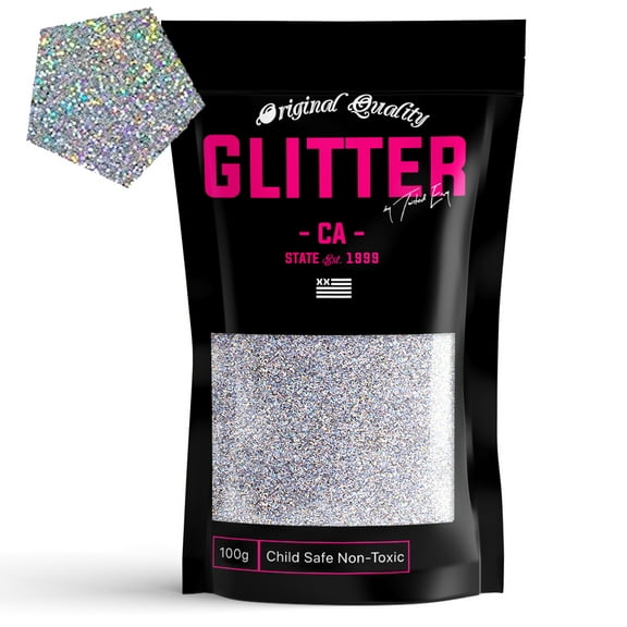 Silver Holographic Premium Glitter Multi Purpose Dust Powder 100g / 3.5oz for use with Arts & Crafts Wine Glass Decoration Weddings Cards Flowers Cosmetic Face Body