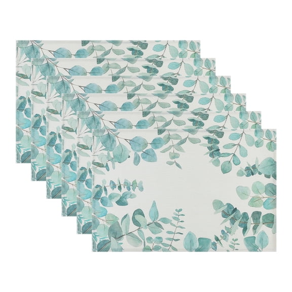 REGALWOVEN Farmhouse Placemats Set of 6 Linen Placemats for Dining Table Decor Indoor Outdoor Washable Kitchen Table Mat Wipe Clean Green 18*12in