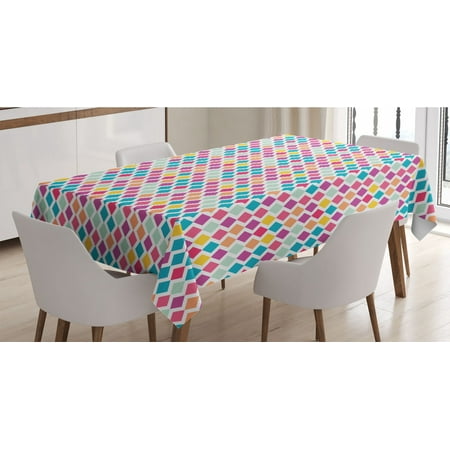 

Geometric Tablecloth Rhombus Shapes Abstract Illustration Rainbow Colored Geometric Angular Pattern Rectangle Satin Table Cover for Dining Room and Kitchen 60 X 84 Multicolor by Ambesonne