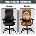 thumbnail image 4 of ZIATUBLES Desk Computer Chair Slipcovers Soft Washable Rotating Chair Cover Stretch Spandex Fabric Home Office Chair Covers Removable Furniture Protector Cover, S, Hedgehog Maple Leaf Fruit, 4 of 7