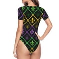thumbnail image 4 of Gaeub Mardi Gra Geometric Women'S Short Sleeve One Piece Swimsuit Sexy High-Waisted Bodysuit For Swimming, Beach, Sports - X-Large, 4 of 9