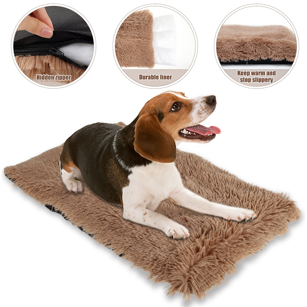 Relax love Dog Crate Mat Detachable and Washable Dog Bed Cushion with Anti-slip Bottom Kitten Puppy Soft Cushion Blanket,L