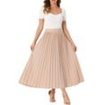 thumbnail image 4 of INSPIRE CHIC Women's High Waisted Side Zipper Work Casual Vacation Flowy Long Pleated Maxi Skirts S Light Pink, 4 of 6