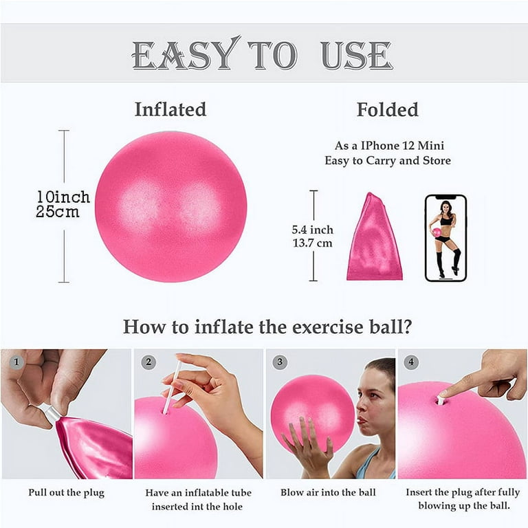 URBNFit Small Exercise Ball - 9-inch Mini Pilates Ball with Fitness Guide f  