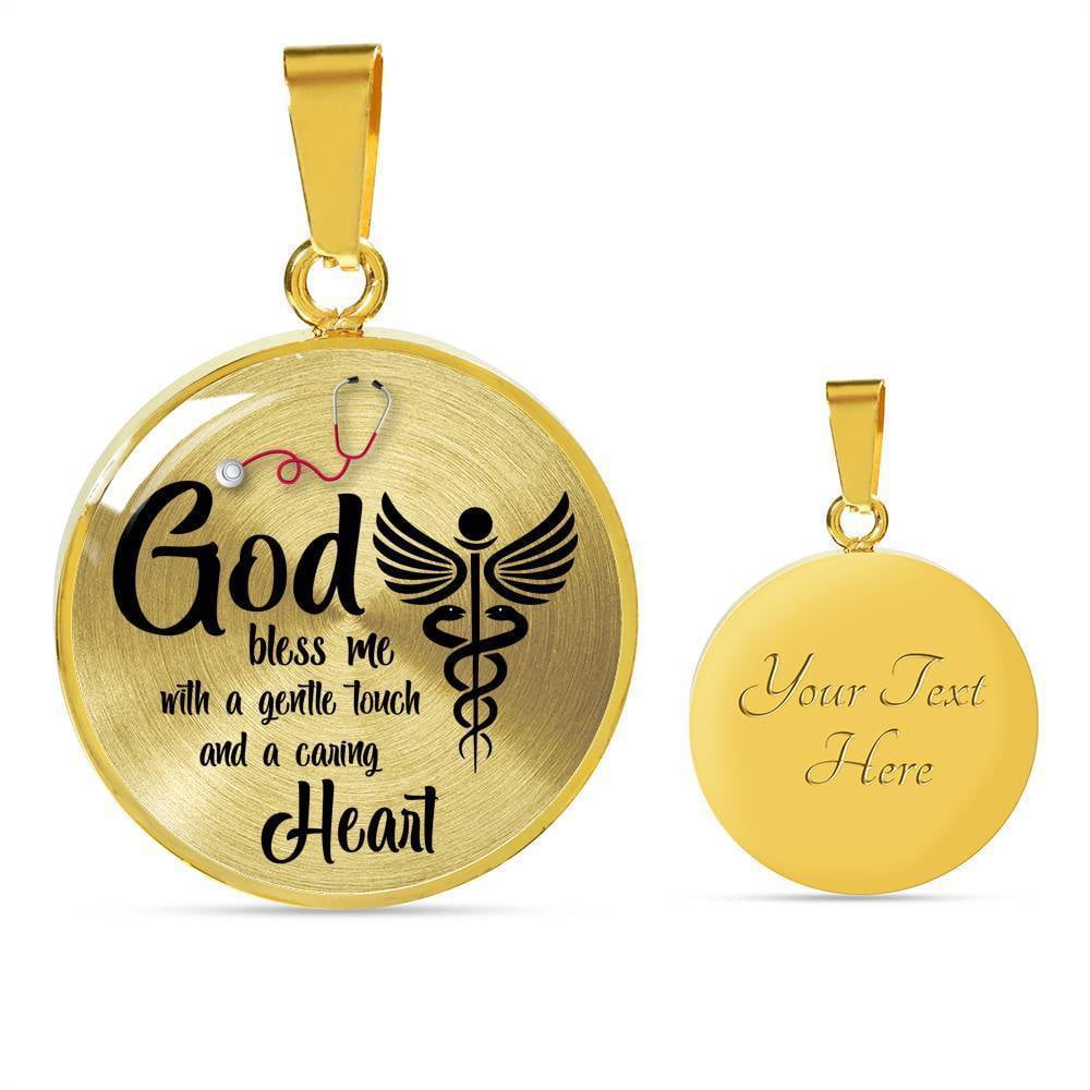 Bless Me with a Gentle Touch & Caring Heart~Nurses Prayer Necklace w/Cross/Heart 