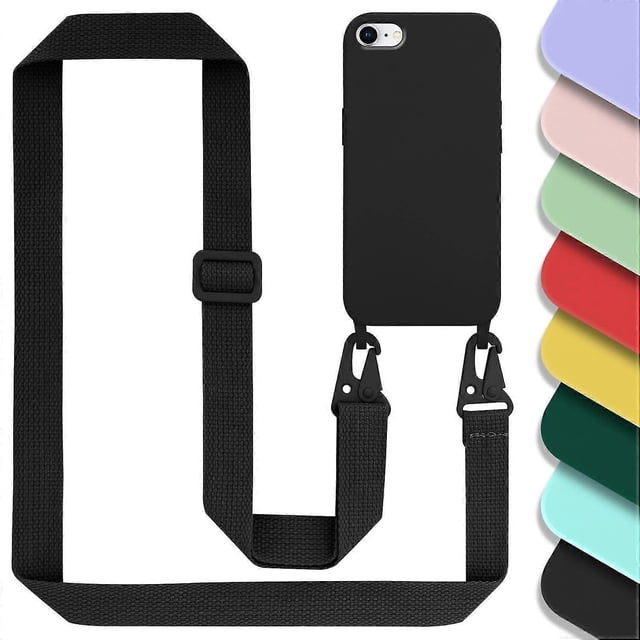 Mobile Phone Chain for Apple iPhone 7/7S/8/SE 2020 Silicone Protective Case with Length Adjustable Cord Band Neck Band Lanyard GuanGuan
