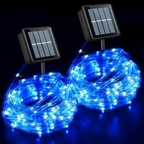 Solar Rope Lights Outdoor Waterproof, 2 Packs 39ft 100 LED Solar Pool Light Blue, 8 Modes Solar Fairy Lights in Clear Thin Tube Outside for Camping Fence Patio Garden Trampoline Deck