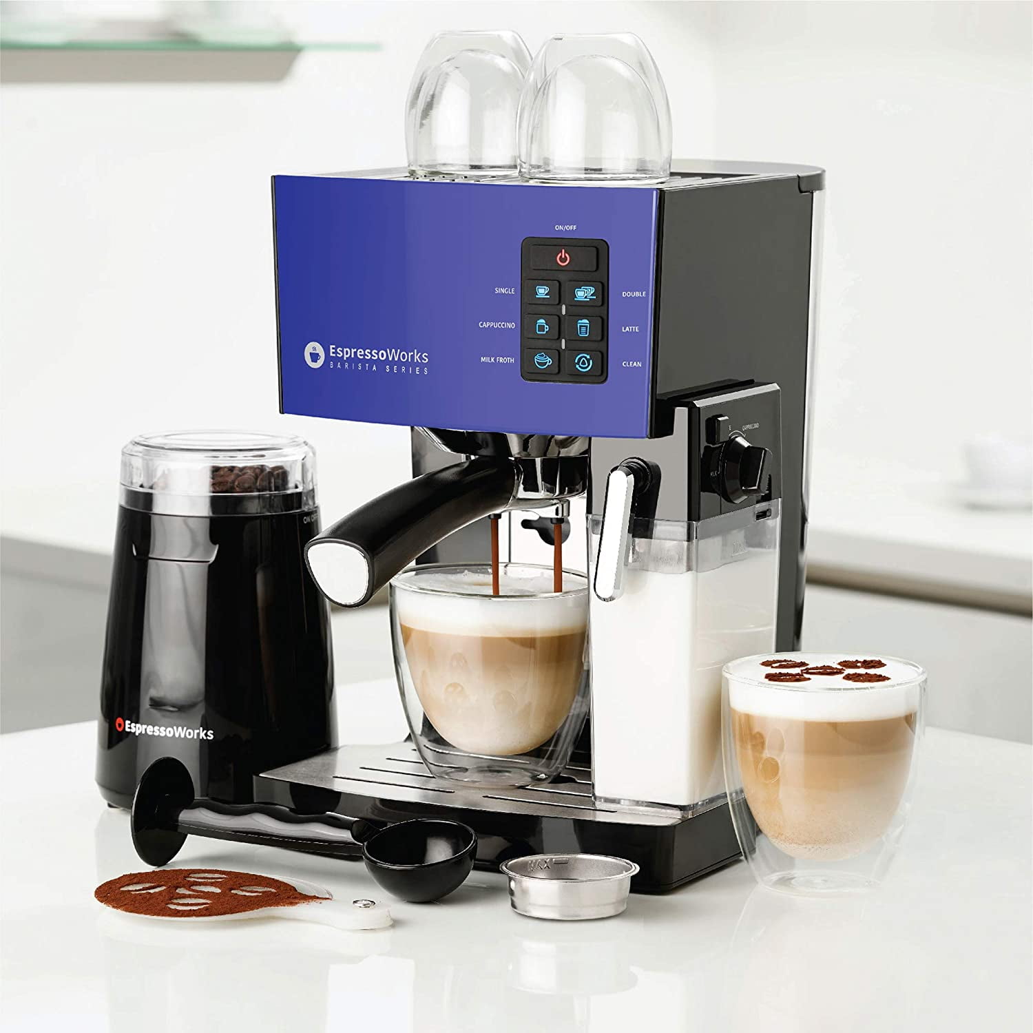 Brown Espresso Machine Coffee Maker 19 Bar Cappuccino Machines with Automatic Espresso Button Setting for Espresso,Cappuccino,Latte,Mocha