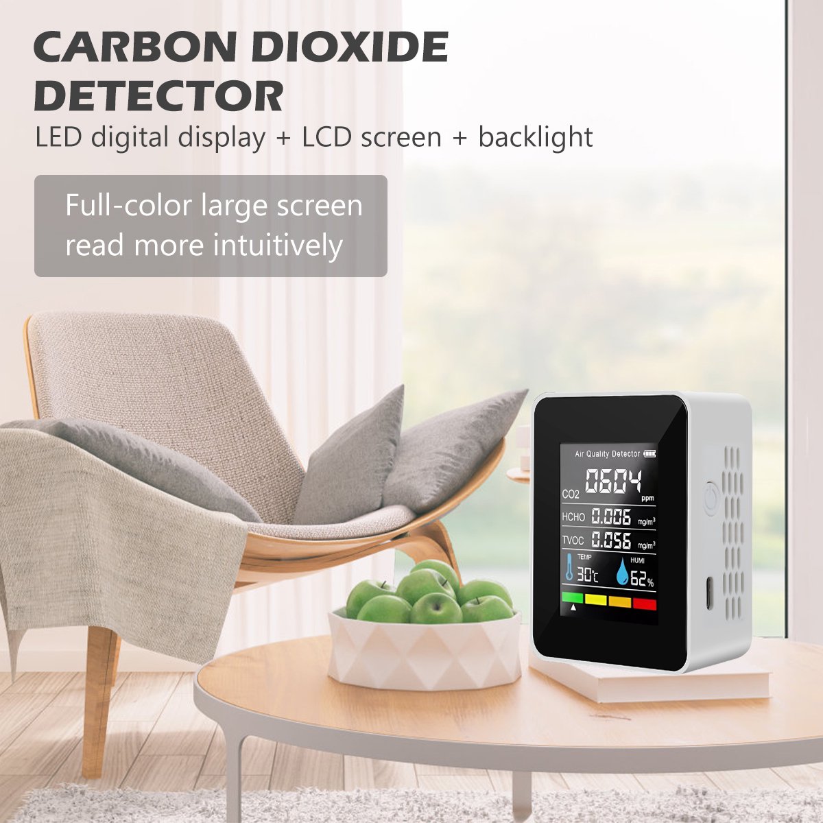Moniteur CO2 Temtop Bluetooth - Capteur Qualité Air Portable - Mesure CO2, Température, Humidité