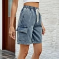 thumbnail image 7 of JIKNTTR Womens Jean Shorts Pants Comfortable Soft Denim Shorts Fashionable Adjustable Elastic Lace Up Denim Shorts Casual Baggy Trendy Short Pants, 7 of 7