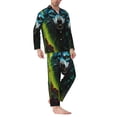 thumbnail image 2 of Wukai Fluorescent Wolf Men's Long-Sleeve Pajama Set - Comfortable Sleepwear with Button-Down Shirt and Pants-Large, 2 of 6