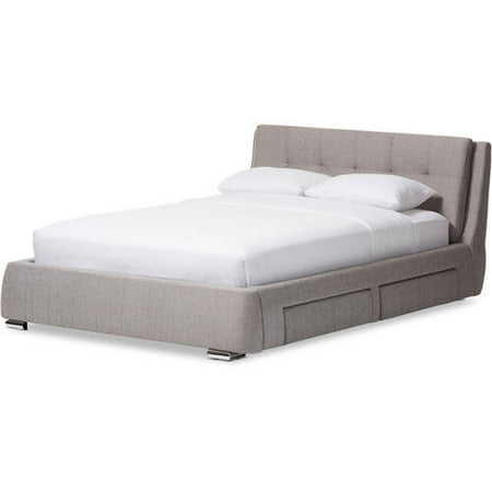 Baxton Studio Camile Modern And Contemporary Grey Fabric Upholstered 4 Drawer King Size Storage Platform Bed