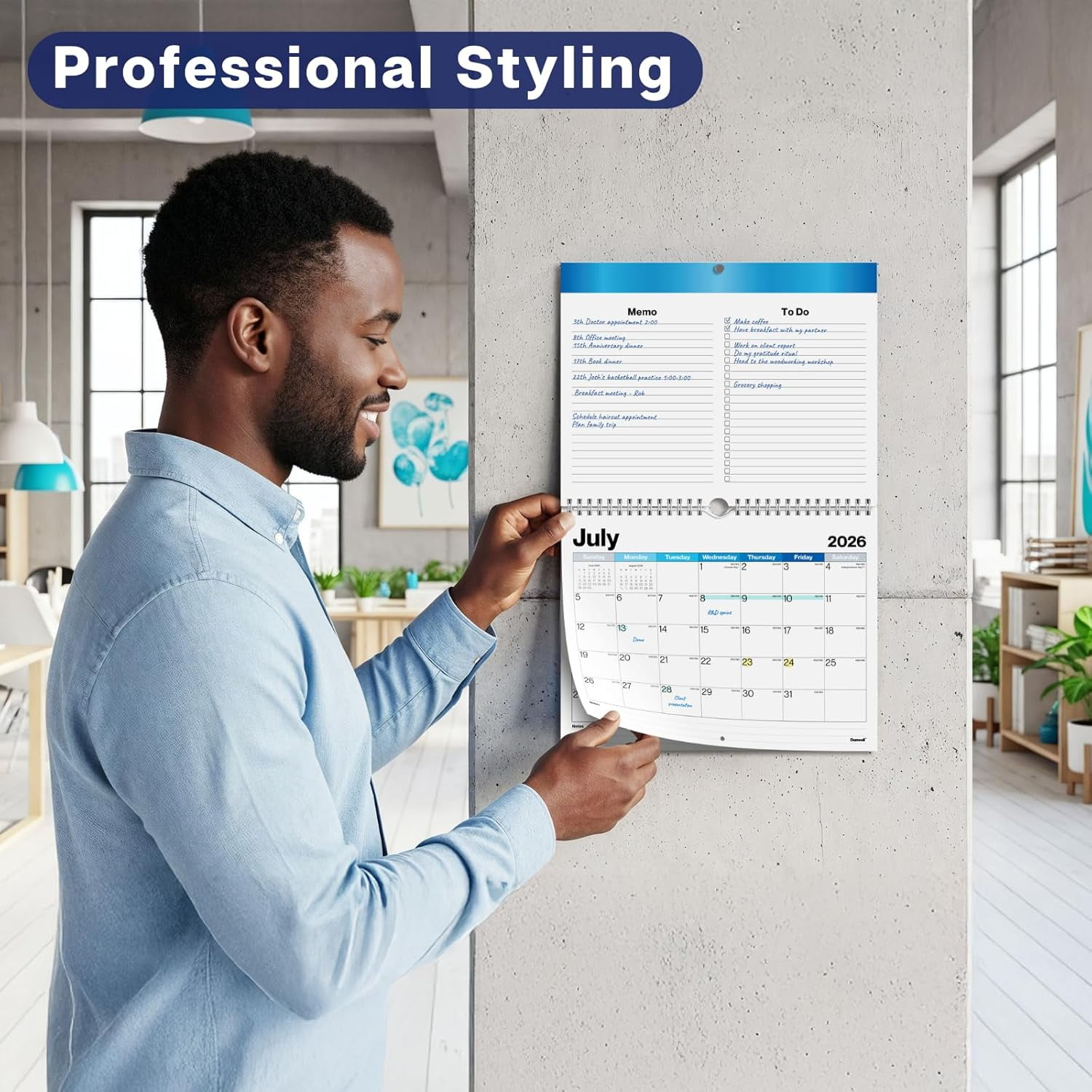 8.5x11" Wall Calendar 2026, Use January to December 2026, Use Hanging on Wall or Use as 8.5 x 11 Office Desk Calendar