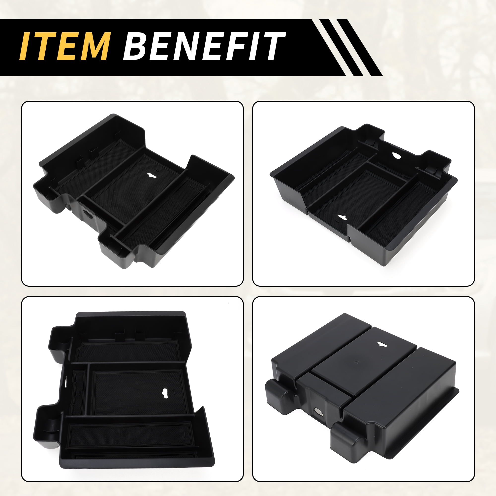 Unique Bargains Full Center Console Organizer Tray for Chevy Silverado for GMC Sierra 2500 3500 HD 2020-2023 Armrest Box Insert Tray Full Console w/Bucket Seats ONLY Plastic Black