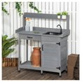 thumbnail image 2 of Outdoor Potting Bench with Sink - Garden Workstation Table with Drawer & Storage - Gray Fir Wood - Greenhouse, Patio, Yard - 44.5" L x 18.7" W, 2 of 9