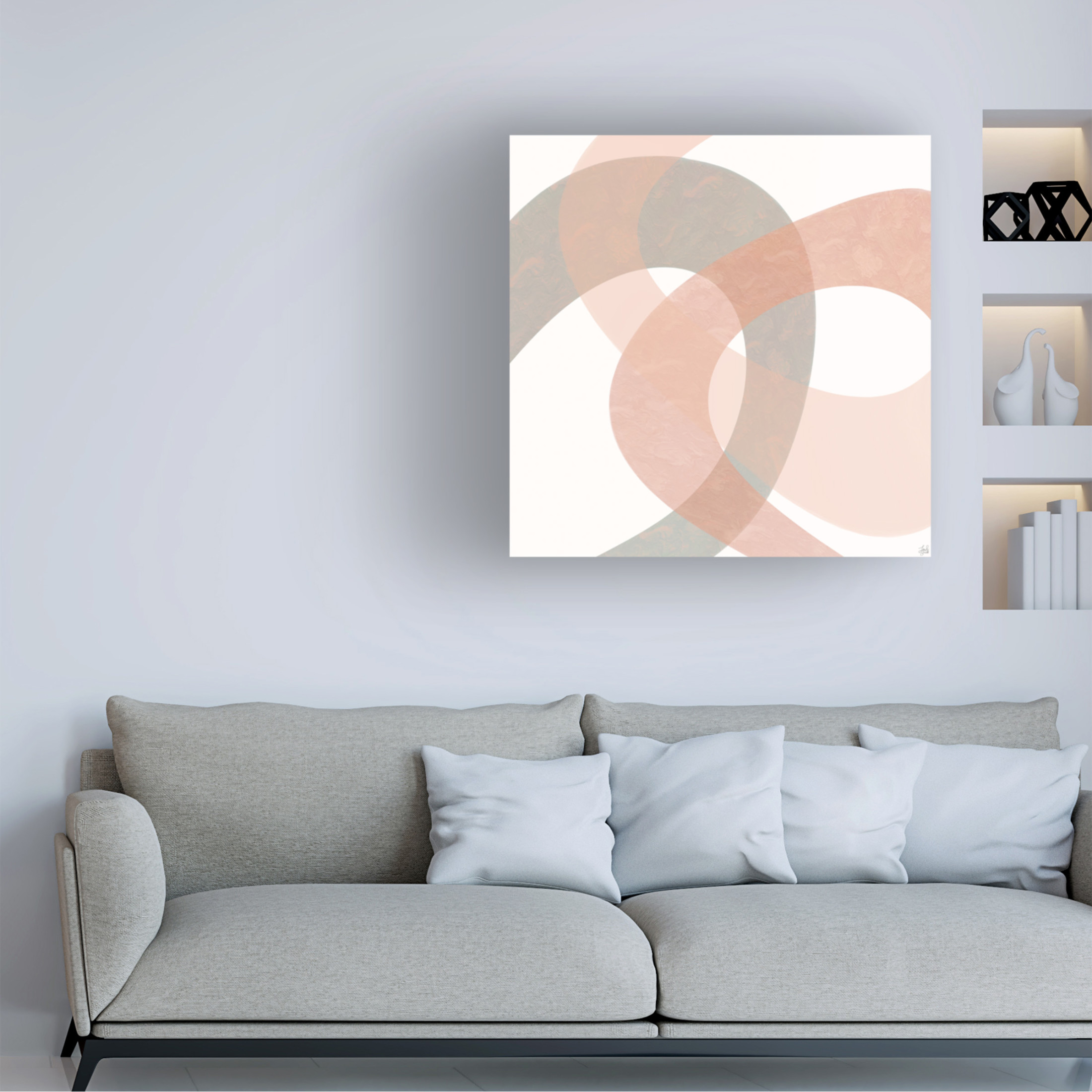 Canvas Wall Art - Line and Brush 'Ring Textured Overlay 1' Wall Art for Living Room, Bedroom, or Office Décor by Trademark Fine Art - 35 x 35 Inches