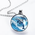 thumbnail image 2 of Dolphin Elegant Glass Circular Pendant Necklace - Stylish and Trendy Jewelry for Women, 2 of 5