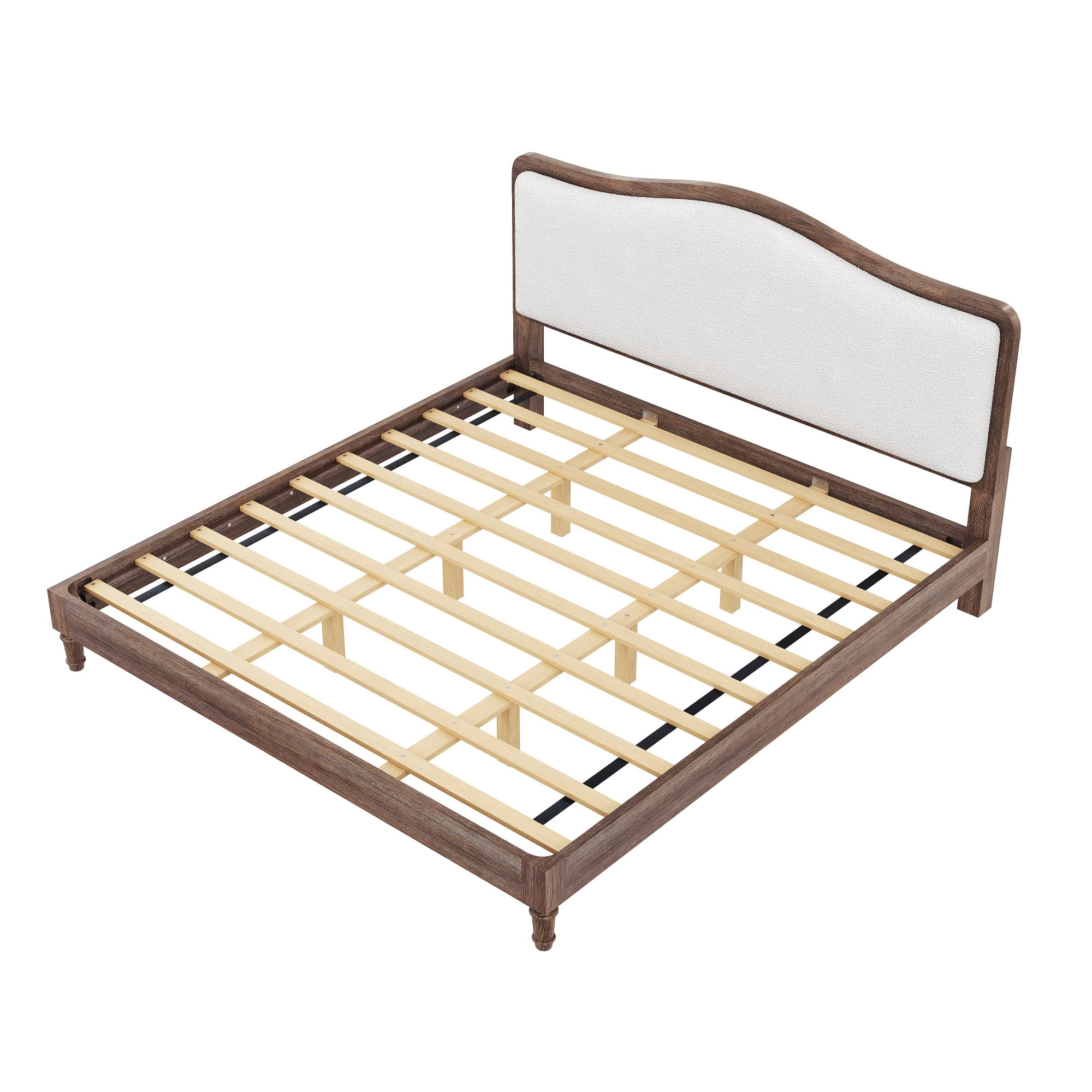 MODERNLUXE King Size Platform Bed with Upholstery Headboard, Grey