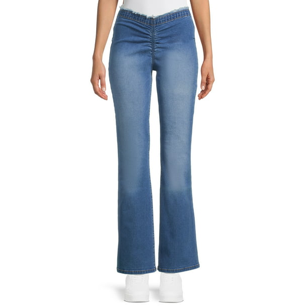 No Boundaries Juniors Ruched Flare Jeans - Walmart.com
