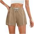 thumbnail image 2 of Bzhegqhd Women's Fashion Solid Color Shorts with Elastic Waistband Drawstring Side Pockets for Casual Wear, 2 of 7