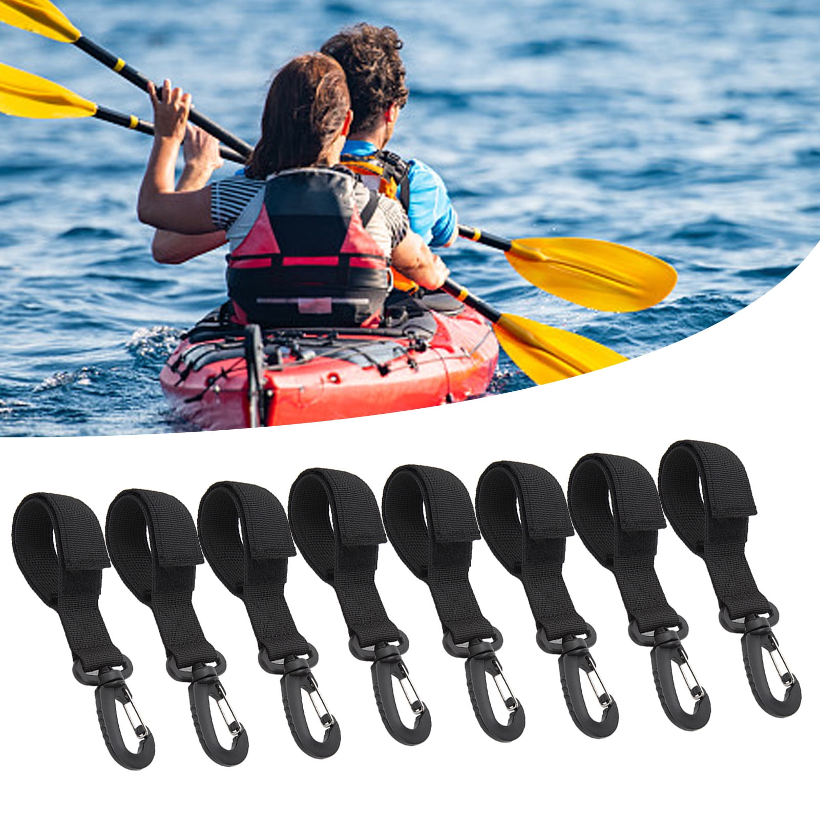 CHONGQILAO Sangle Clipser Kayak - Support Pagaie Kayak Nylon Avec Boucles, Accessoires Kayak Noir