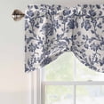 thumbnail image 3 of Blue Floral Leaf Tie Up Valance Curtains for Windows, Kitchen Curtains Window Shades, Retro Farmhouse Plant Tree Branch Light Filtering Roman Curtain Valances for Bedroom/Bathroom/Cafe 54"x18", 3 of 9