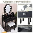 thumbnail image 3 of Pemberly Row MDF Vanity Dressing Table Set with 2 Side Drawers in Black, 3 of 12
