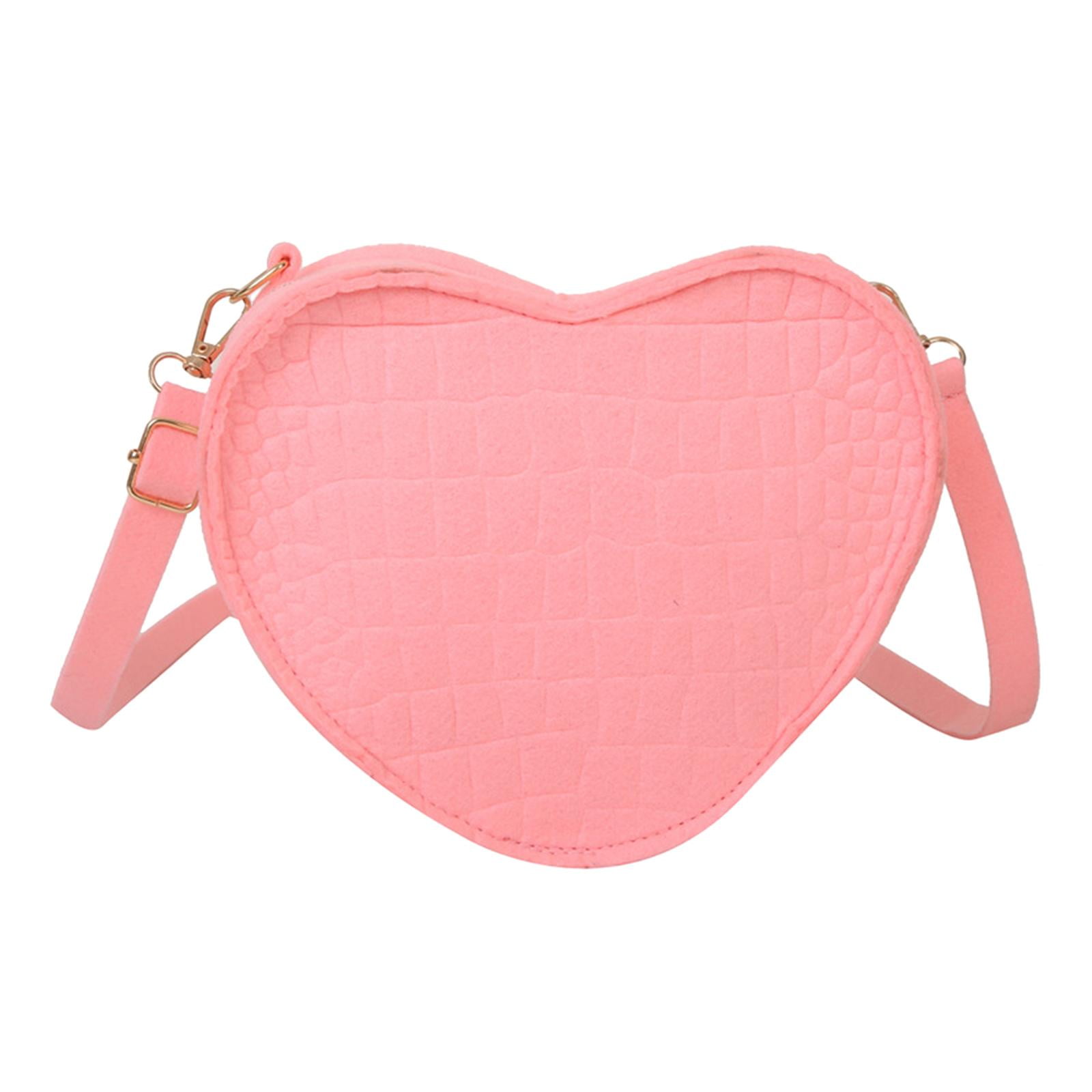 Tachiuwa Women Heart Shoulder Bag Casual Clutch Heart Shaped Handbag Cute Heart Purse Pink