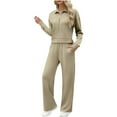 thumbnail image 6 of THDHVS Workout Sets for Women,Gym Sets Woman,Women Cotton Blend Sweatshirt and Wide Leg Sweatpants Set with Pocket for Casual Sportswear and Everyday Comfortable Style Khaki S, 6 of 7
