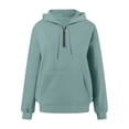 thumbnail image 4 of BOBOGOJP Oversized Hoodies for Women V Neck Half Zip Womens Sweatshirts Fall Pullover 2025 Winter Outfits Fashion Y2k Clothes Mint Green for Size XL, 4 of 5