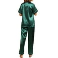 thumbnail image 3 of Women‘s Satin Silk Solid Color Pajamas Sets Tops Loose Trousers Simple Household Clothes Sets, 3 of 5