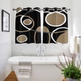 thumbnail image 3 of Black Brown Kitchen Curtains Short 45 Inch Length, White Circle Modern Minimalist Geometric Grommet Top Bedroom Living Room Curtains, Light Filtering Cafe Curtain Drapes 2 Panels Set 84''x45'', 3 of 9