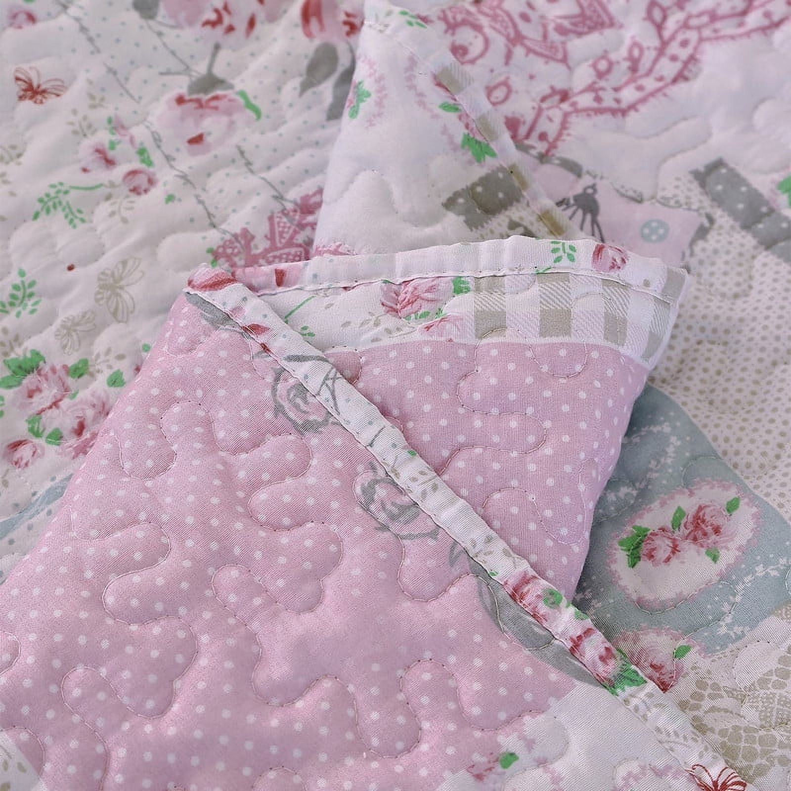 Evenhug Quilts 2-Piece Multi-Color Patchwork Floral Quilt Set With Shams