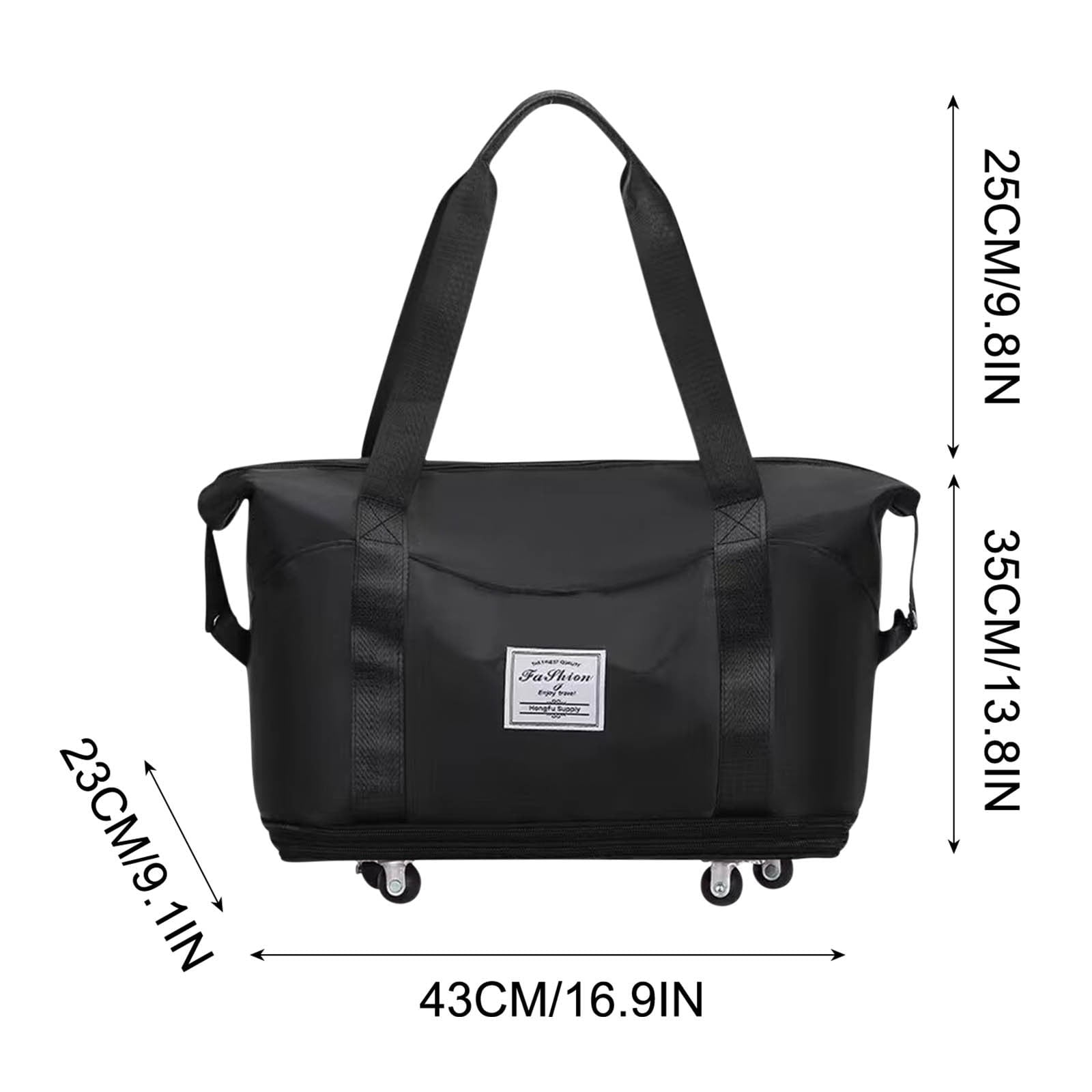 Tuvgenk Rolling Duffel Bag with Wheels Expandable Foldable Dry Wet Separation Travel Bag for Gym Business Trip Weekend Getaway