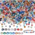 thumbnail image 1 of 750 cuentas de vidrio cúbicas de 4 mm, 15 colores, facetadas y cuadradas con agujero, chapadas en color AB, accesorios para manualidades DIY, 1 of 5