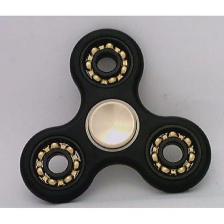 Black Fidget Hand Spinner Toy : Center Full Ceramic ZrO2 Bearing : 3 outer Bronze Bearings : Brass caps