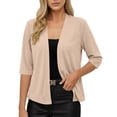 thumbnail image 7 of Women's Stretch Shirt Cardigan Baeitkot Women's Solid Color Casual Imitation Stretch Shirt Cardigan Beige XL, 7 of 7