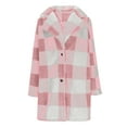 thumbnail image 4 of SYMOID Women’s Pink Buffalo Plaid Teddy Fleece Coat - Fall Winter, Mid-Length Notched Lapel, Inclusive Sizes S-XXL, Machine Washable,Size L, 4 of 8