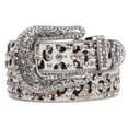 thumbnail image 2 of Women's Western Leopard Zebra Print Calf Hair Rhinestone Rivet Detailing Belt, 2 of 2