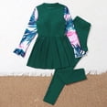 thumbnail image 5 of Gerichy Toddler Girl Swimsuit,Girls Bathing Suit Kids Girls Palm Pattern Long Sleeve Zipper Rash Guard Shirt Sun Protection Swimsuit Bathing Suit, 5 of 5