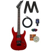 Jackson JS Series Dinky JS11 Electric Guitar - Metallic Red Bundle with Instrument Cable, Strap, Tuner, Picks, and Austin Bazaar Instructional DVD