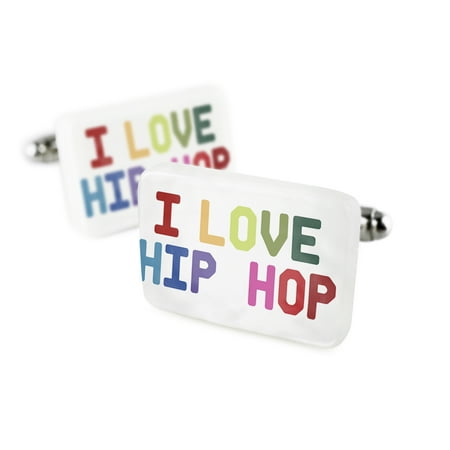 Cufflinks I Love Hip Hop,ColorfulPorcelain Ceramic NEONBLOND