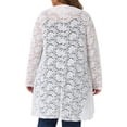 thumbnail image 3 of Agnes Orinda Plus Size Lace Cardigan for Women Ruffle Cardigans Open Front Long Sleeve Sheer Lace Crochet Cover Up 2X White, 3 of 5